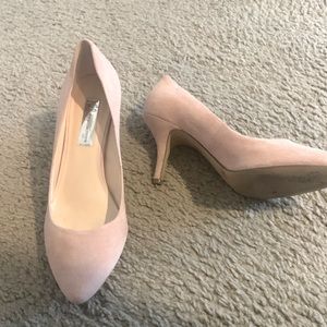 These are INC from Macys. They are size 7. A beautiful pale pink suede.